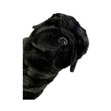 Oreo black Pug plush close up face