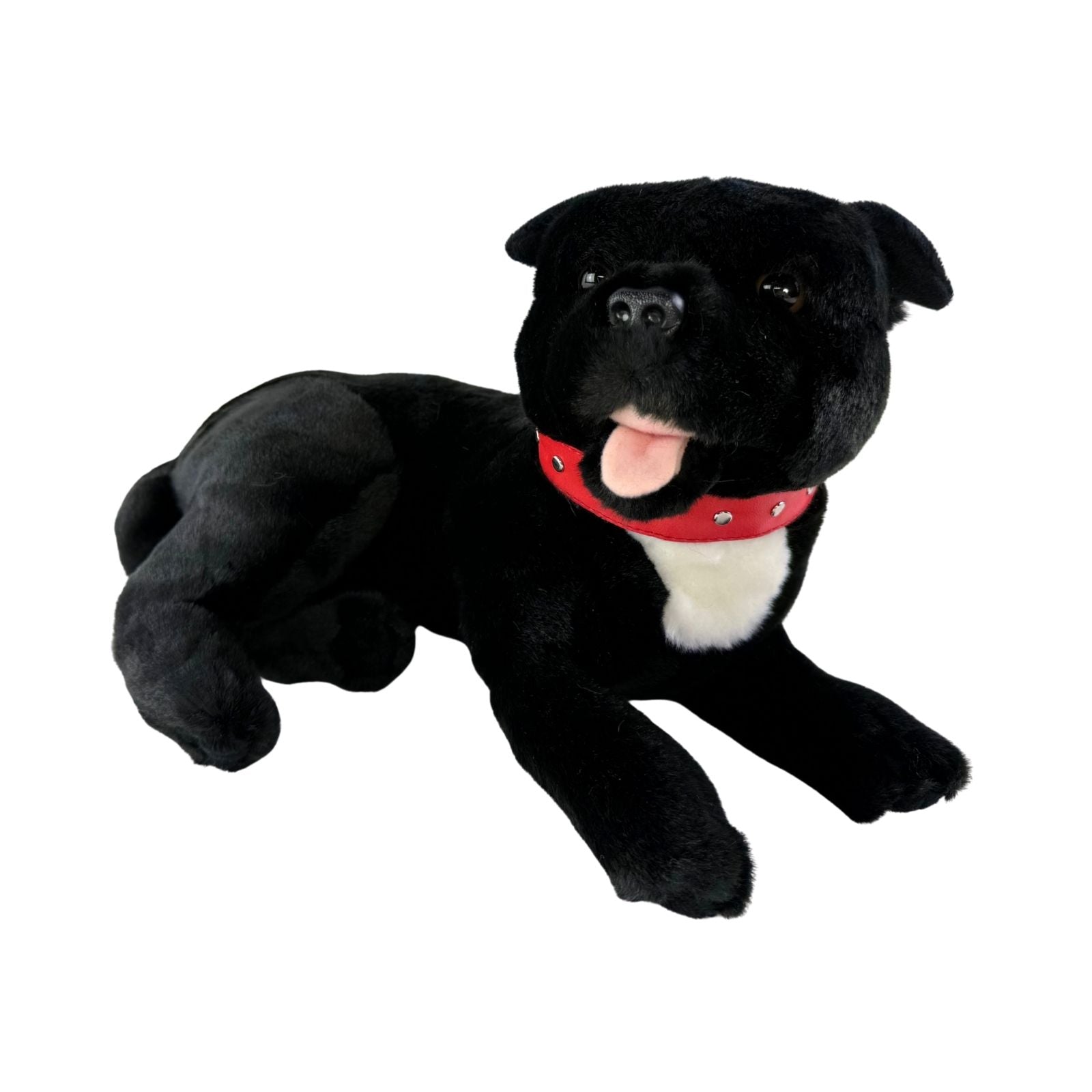 Pepper Staffy plush lying