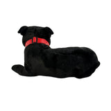 Pepper Staffy plush lying back view