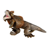 Frilled lizard toy with open mouth on a white background