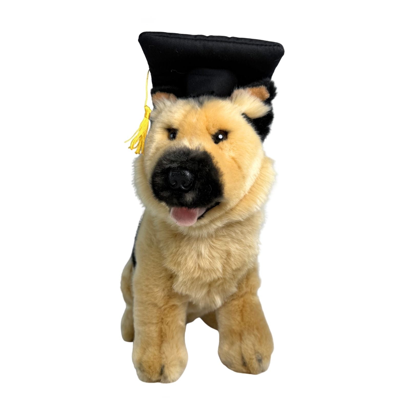 Sargeant German Shepherd plush wearing grad hat