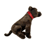 Scooter Staffy plush toy sitting side view