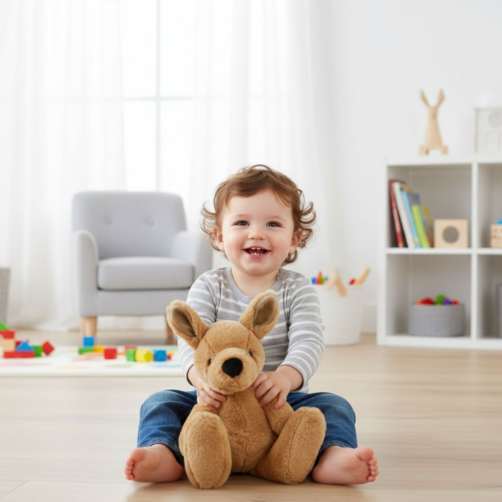 baby fluffy Kangaroo soft and cuddly stuffed plush toy with a baby