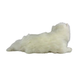 Snowflake Persian cat plush toy lying back view