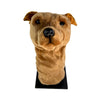 Brown Staffy golf club head cover front view