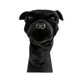 Black Staffy golf club head cover front view