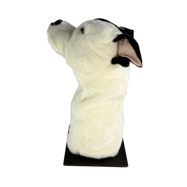 White Staffy golf club head cover side view