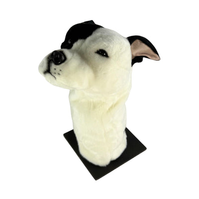 Staffy Golf Cover, White w/ black patch