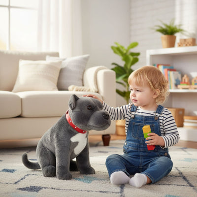 Storm - Staffy - 32cm sitting, grey