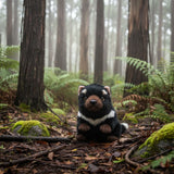 Tasmanian Devil that is a handmade realistic soft plush toy in a wild