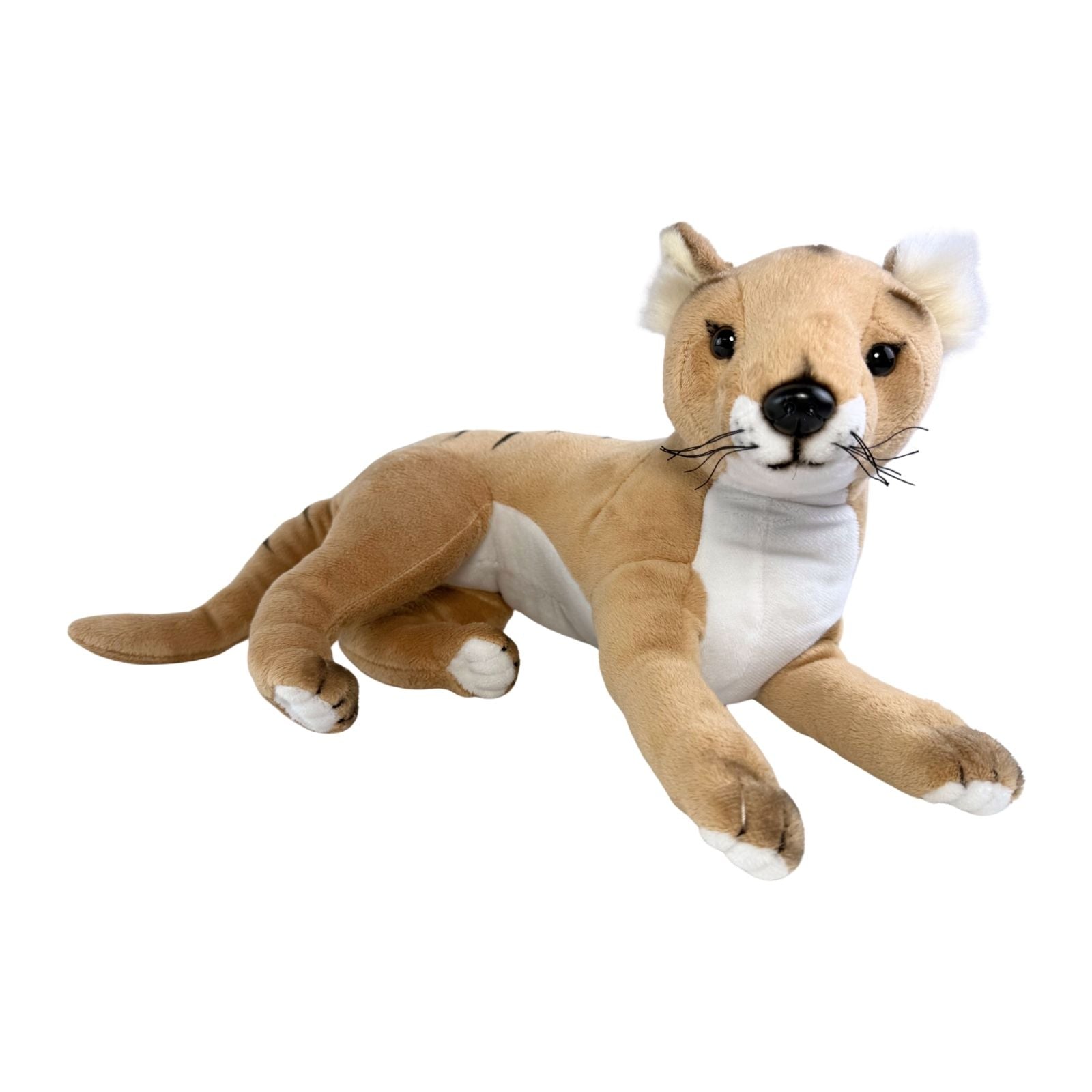 Plush toy resembling a puma on a white background