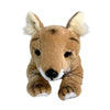 Plush toy resembling a thylacine on a white background