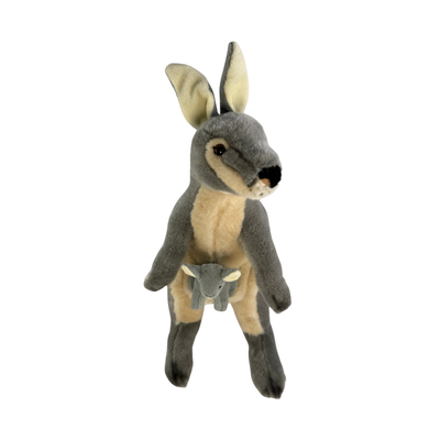 Trudy (Kangaroo with joey - 40cm, grey)