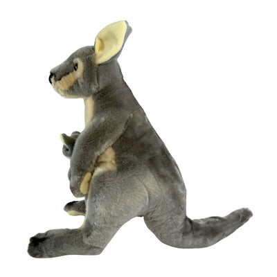 Trudy - Kangaroo with joey - 40cm, grey