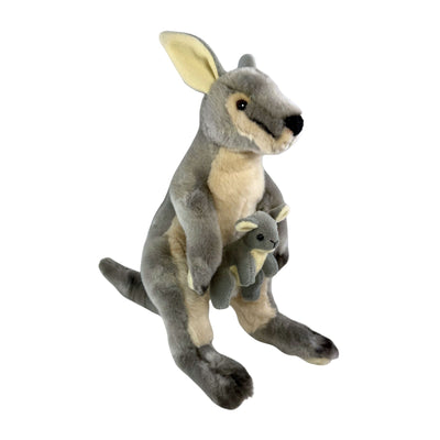 Trudy - Kangaroo with joey - 40cm, grey