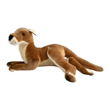 Plush toy kangaroo on a white background