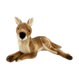 Plush toy kangaroo on a white background