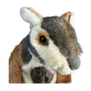 Close-up of a plush toy kangaroo a baby kangaroo with its mother on a white background