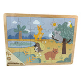 Aussie animals wooden puzzle featuring koala, kangaroo, platypus and crocodile