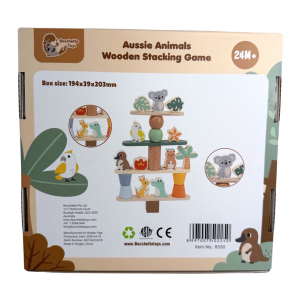 Bocchetta Aussie Animals Wooden Stacking Game