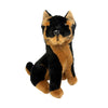 realistic soft plush toy black and tan dingo in a sitting position
