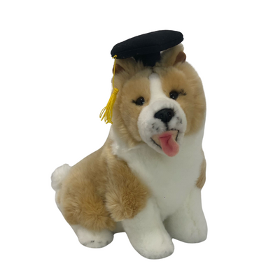 Gradhat Bailey with Graduation Hat (Border Collie - 23cm sitting, tan)