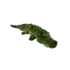 A large green crocodile plush toy with detailed airbrushed patterns, designed for children over 3 years old.