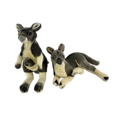 Tracy (Kangaroo with joey - 28cm, grey)