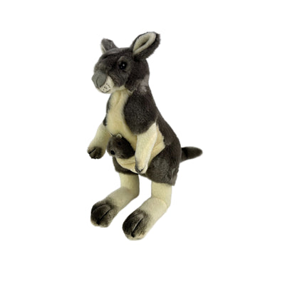 Tracy (Kangaroo with joey - 28cm, grey)